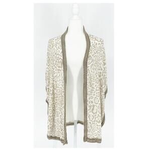 Chico’s Leopard Print Short Sleeve Open Front Cardigan Size L/XL